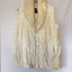 Adrienne Landau Ivory Faux Fur Vest